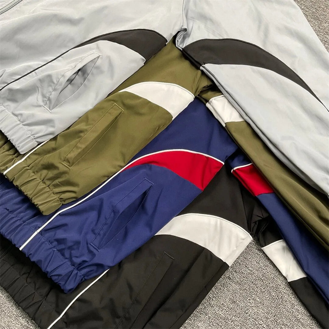 Men's Loose Fit Stand Collar Tracksuit Set – Jacket & Straight Leg Pants