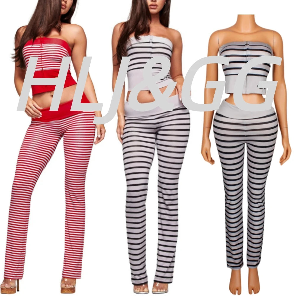 Women's Striped Off-Shoulder Crop Top & High Waist Leggings 2-Piece Set